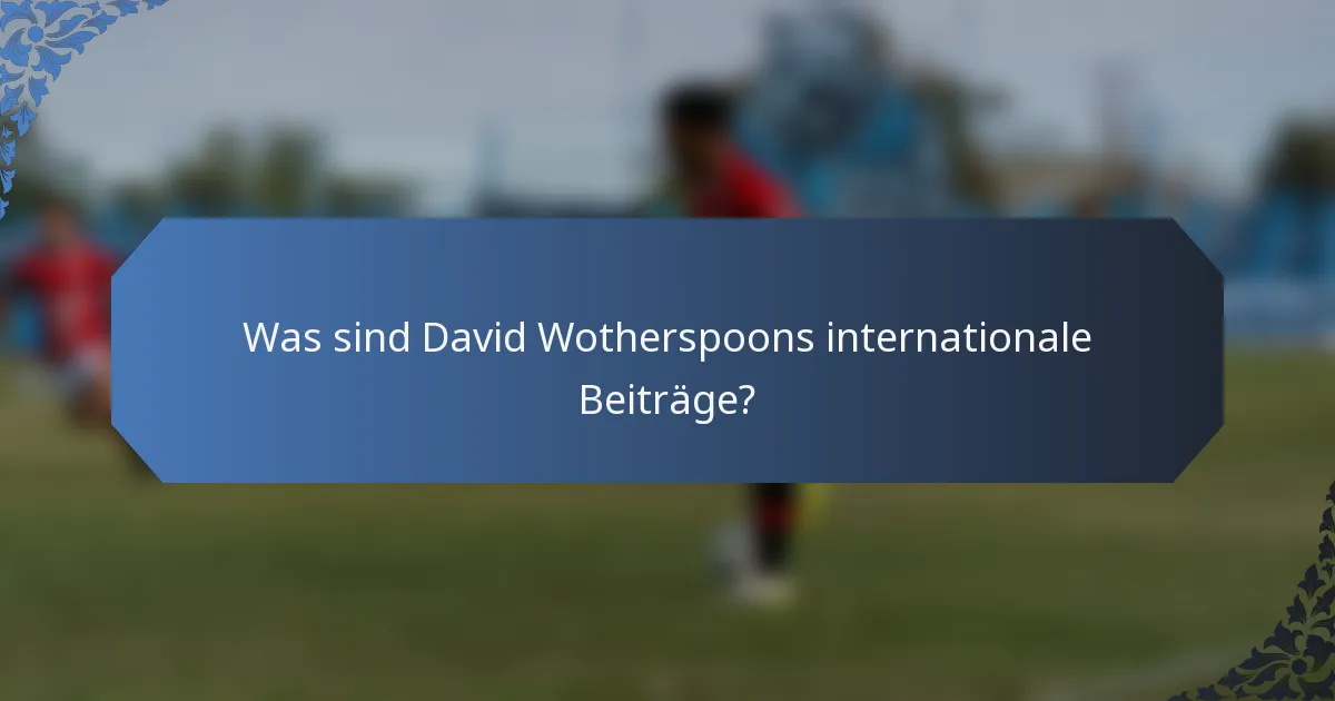 Was sind David Wotherspoons internationale Beiträge?