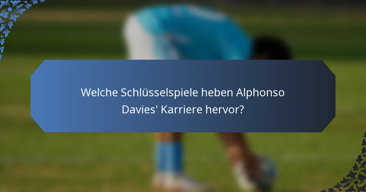 Welche Schlüsselspiele heben Alphonso Davies' Karriere hervor?