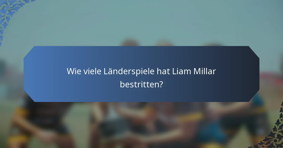 Wie viele Länderspiele hat Liam Millar bestritten?